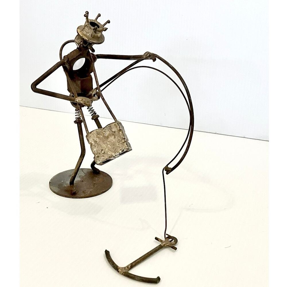 Vintage Nuts & Bolts Sculpture Metal Steampunk Fishing Anchor Figure Statue
